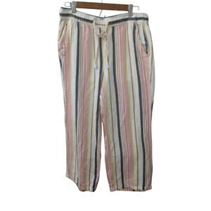 Old Navy MultiColor Stripes Linen Blend Pockets Easy Slip on Elastic Waistband M